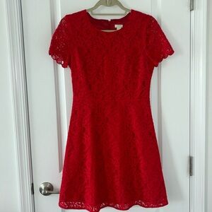 J Crew Red Lace A-line Dress
